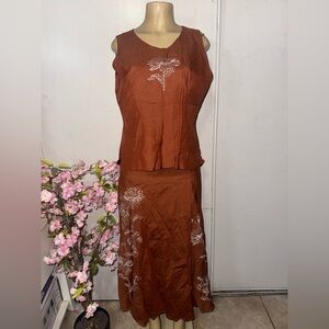 Elegant Brown Floral Women's Set